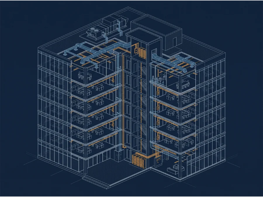 Commercial office building MEP coordination portfolio sample