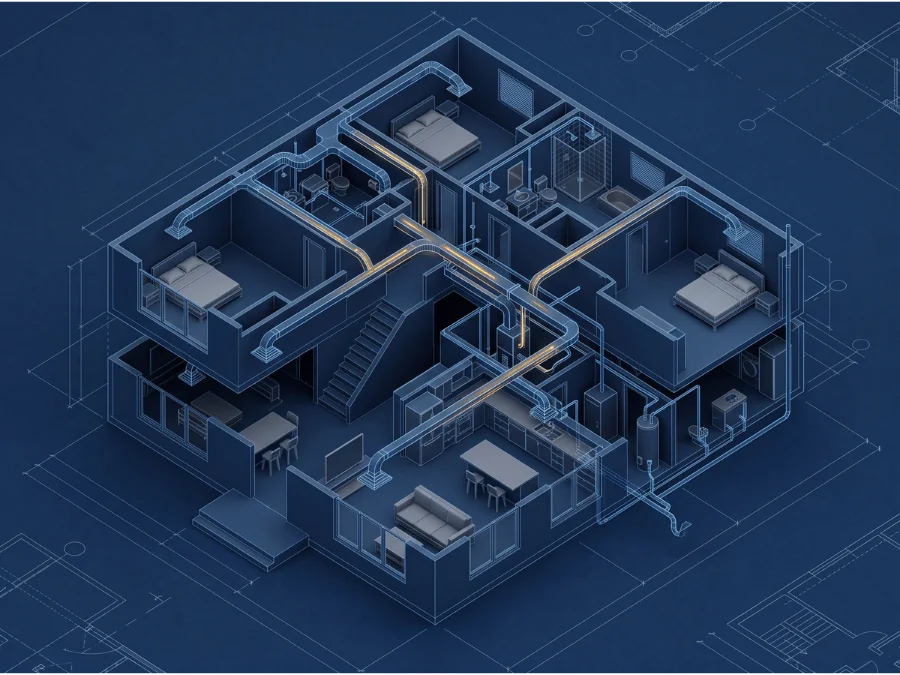 Residential building MEP drawing portfolio sample