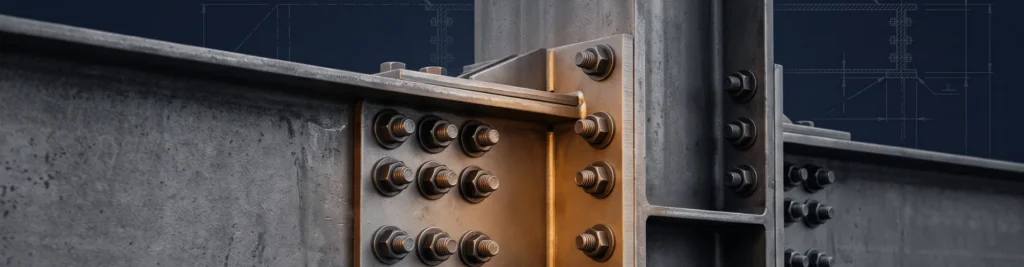 Bolted structural steel beam-to-column connection detail