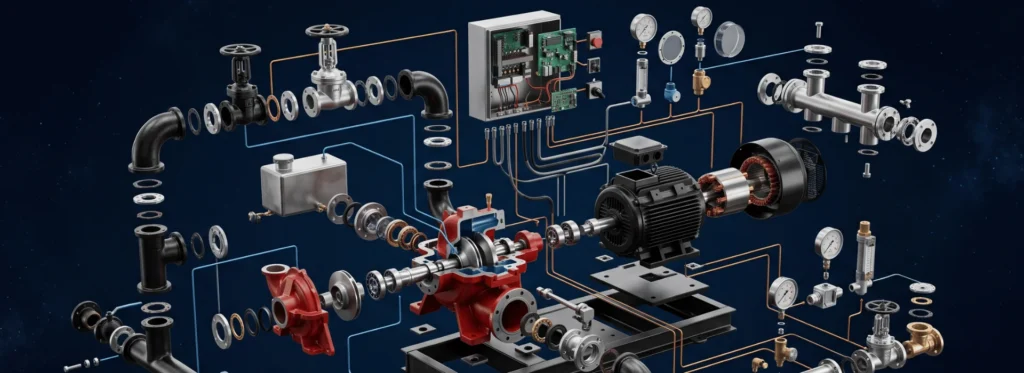 Exploded-view fire pump set assembly for the Ceyload MEP model library